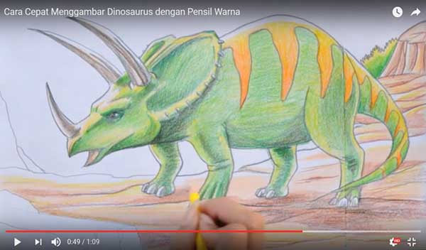 Cara cepat Menggambar dan Mewarnai Dinosaurus