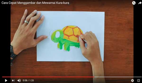 Cara cepat Menggambar dan Mewarnai Kura-kura