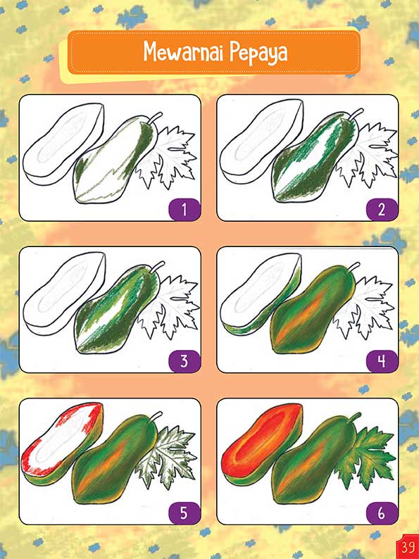 Step By Step Mewarnai Buah Pepaya Dengan Oil Pastel Cikal